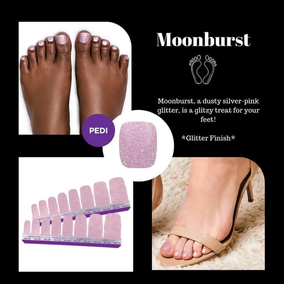 ☘️ Color Street PEDICURE MOONBURST Dusty Pink Glitter Toe Nail Set - Picture 5 of 8